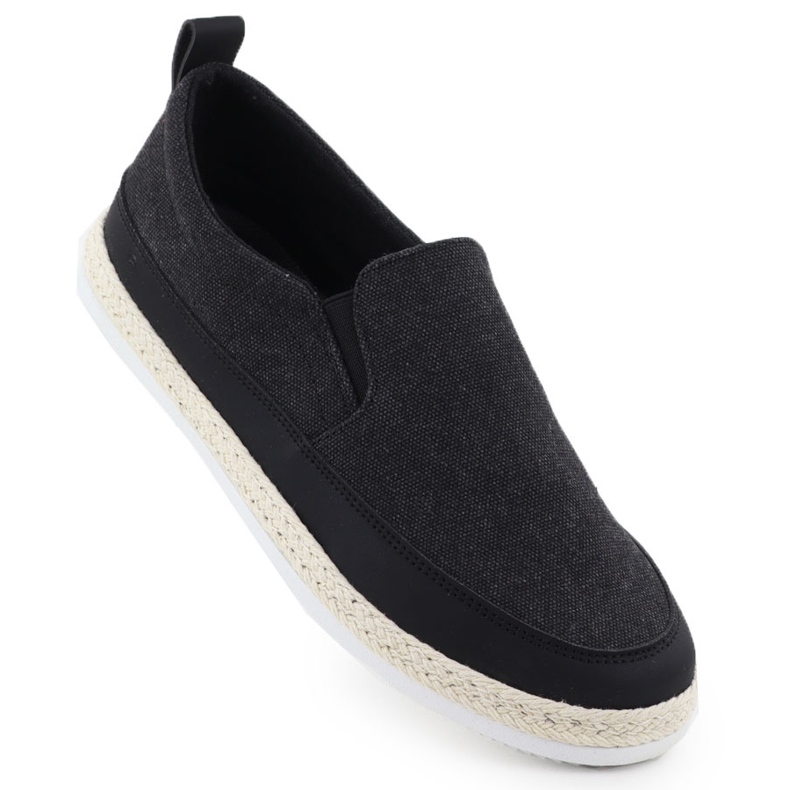 Nowacki Scarpe da uomo Espadrilles scivolate in nero 0017-T