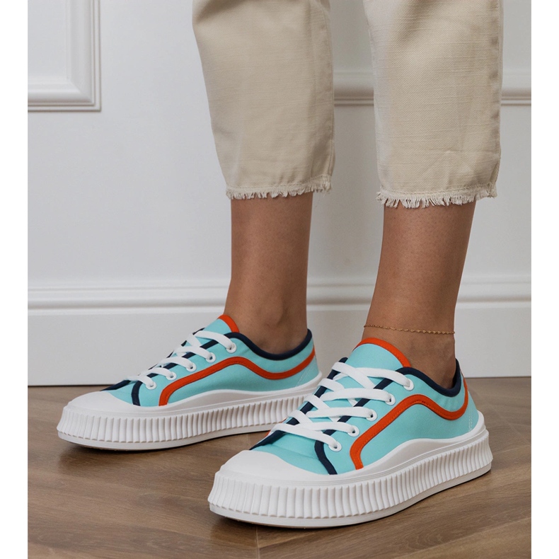 Sneakers platform da donna blu