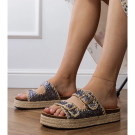 Grandi pantofole di espadrill con fibbie grigio