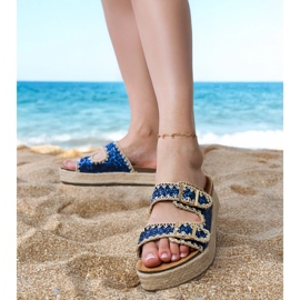 Espadrille glitter blu navy con fibbie