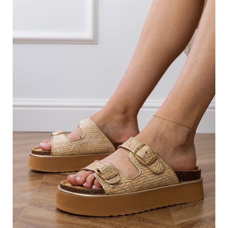 Lembi beige-silver con morsetti su strisce d'argento