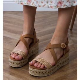 Sandali marroni espadrilles per cuneo marrone