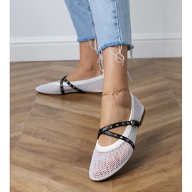 Ballerine a maglie bianche con fibbia decorativa bianco