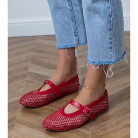Ballerine a maglie rosse con fibbia rosso