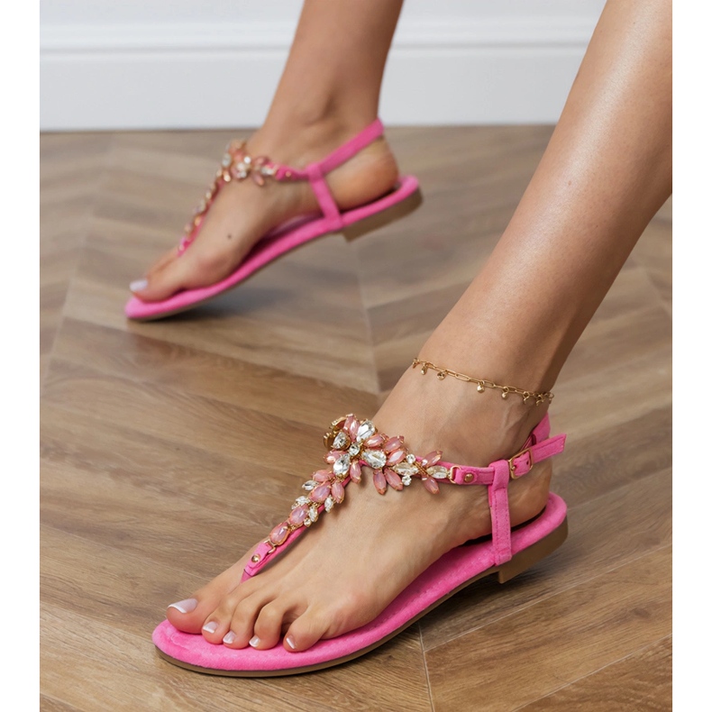 Sandali rosa giapponesi con cristalli