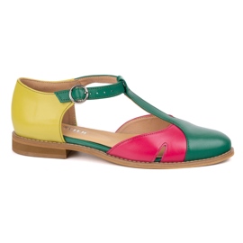 Olivier Sandali in pelle femminile 4240/35 Ziel/Roz/Zol verde