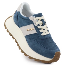 Scarpe in pelle su una spessa piattaforma blu filippo dp6785