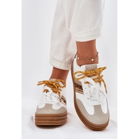 Sneaker femminili sulla piattaforma con doppia stampa bianca leopardo bianco