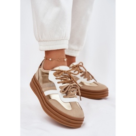 Sneaker femminili sulla piattaforma con leopardo leopardo a doppio allacciatura d'oro