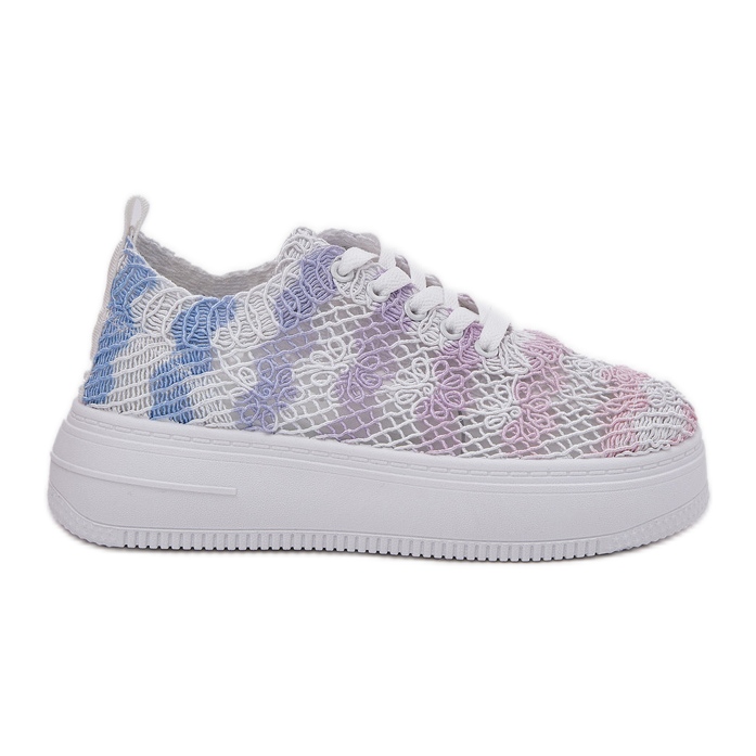 Sneaker femminili sulla piattaforma con un alcinetto multicolore