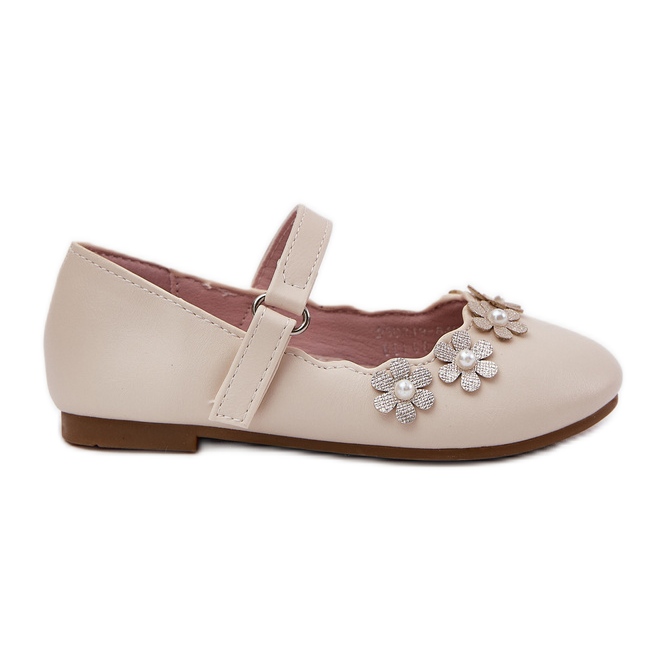 EVento Ballerine per bambini beige con fiori