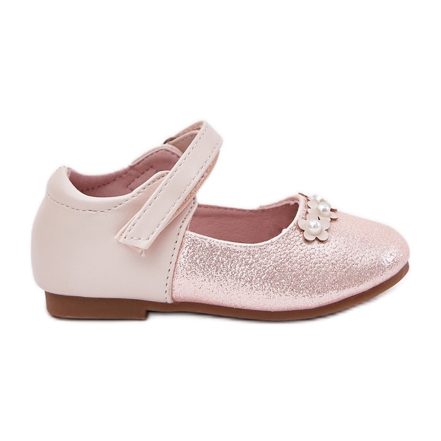 EVento Ballerine per bambini in velcro con fiori rosa