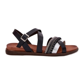 Sandali piatti da donna con Sergio Leone SK087H Stripes nero