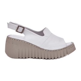 ARTIKER Sandali da donna realizzati in pelle naturale per un cuneo artker 54c0786 bianco bianca