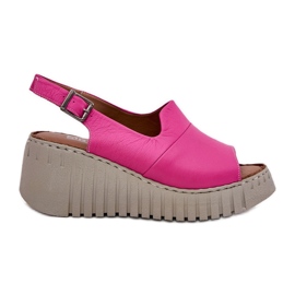 ARTIKER Sandali femminili realizzati in pelle naturale per un cuneo artker 54c0789 fucsia rosa