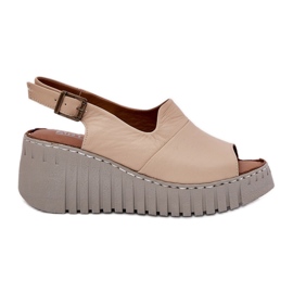 ARTIKER Sandali da donna realizzati in pelle naturale su cuneo artker 56c0957 beige
