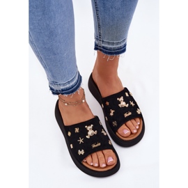 Flip di pelle scamosciata femminile con Vinceza 66741 Black Pins nero