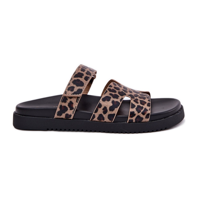 Infradito da donna con Vinceza 17401 Velcro Leopard marrone