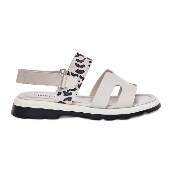 Vinceza 66780 sandali leopardo beige con tacchi piatti