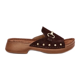 Pantofole da donna in pelle scamosciata inblu tf0002k marrone
