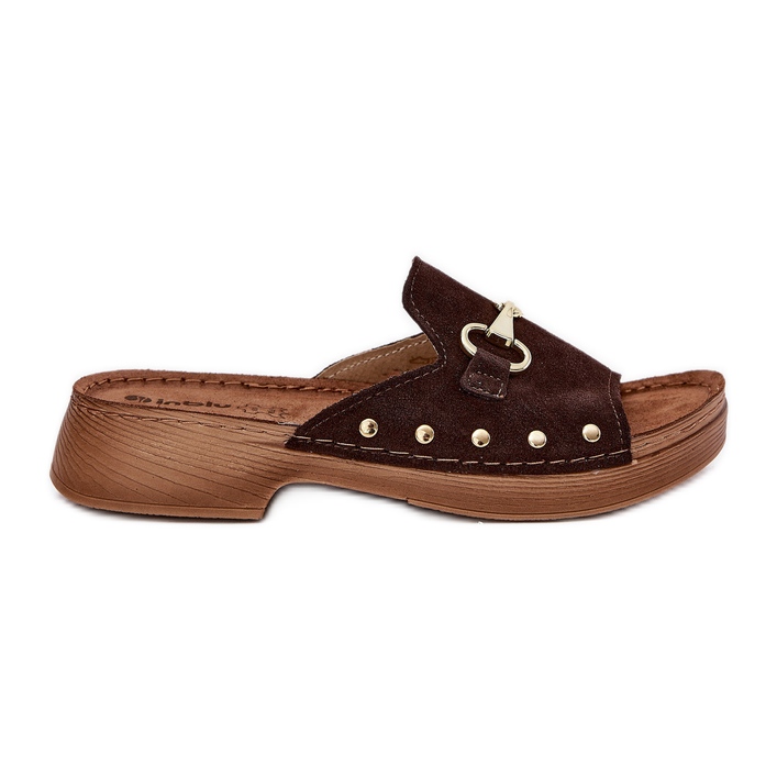Pantofole da donna in pelle scamosciata inblu tf0002k marrone