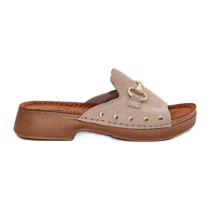 Pantofole da donna in pelle scamosciata inblu tf0002k beige