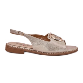 S.Barski Sandali eleganti con decorazione con tacco piatto S. Barski Kv51-003 oro d'oro