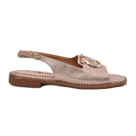 S.Barski Sandali eleganti con ornamento a tacco piatto S. Barski Kv51-003 Oro rosa d'oro
