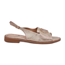 S.Barski Sandali da donna con tacco piatto con un ornamento S. Barski Kv51-002 Gold d'oro