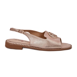 S.Barski Sandali da donna con tacco piatto con un ornamento S. Barski Kv51-002 Oro rosa d'oro