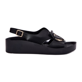 S.Barski Sandali in pelle da donna sul cuneo S. Barski Kv51-031 Nero