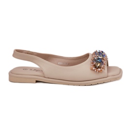 S.Barski Sandali da donna piatta con cristalli S. barski Kv51-079 beige