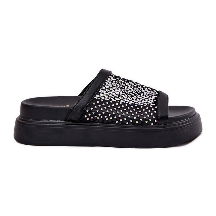 S.Barski Flip di donne decorate sulla piattaforma con mesh S. Barski My51-016 Nero