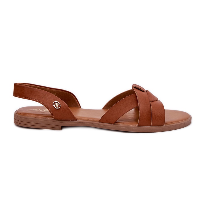 EVento I sandali piatti del cammello con eco in pelle eco marrone