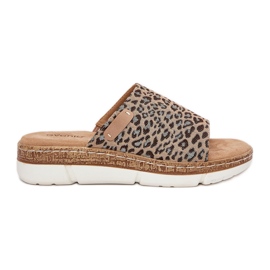 Leopardo delle infradito da donna marrone