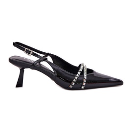 Pompe dipinte su un tallone alto con strisce decorative nere nero