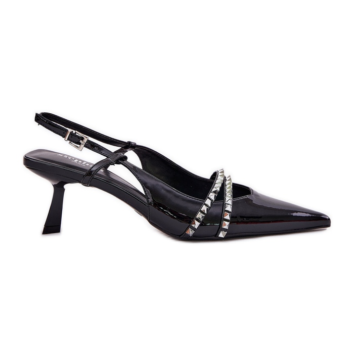 Pompe dipinte su un tallone alto con strisce decorative nere nero
