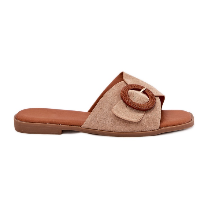 Flip da donna a ruote piatte con un morsetto beige