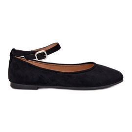 Ballerina in pelle scamosciata ecota con cintura e morsetto nero