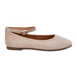 Eco Suede Ballerinas con cintura e un morsetto beige