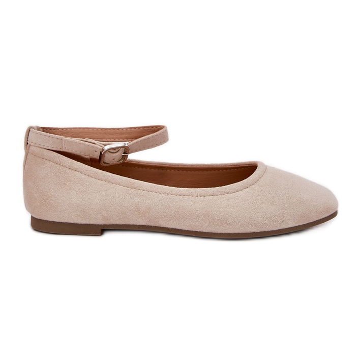 Eco Suede Ballerinas con cintura e un morsetto beige