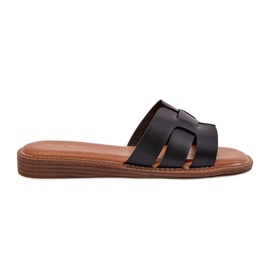 Pantofole da donna con eco pelle in pelle nera nero