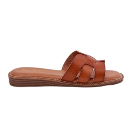 Boto Pantofole da donna con eco in pelle cammello lisanoria marrone