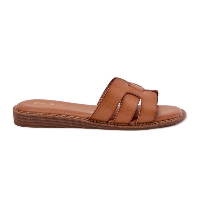 Pantofole da donna con marrone eco in pelle