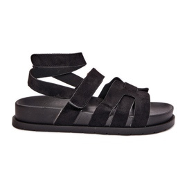 Sandali femminili in pelle scamosciata Ecode con nero in velcro