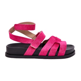Sandali femminili Eco Suede con fucsia in velcro rosa