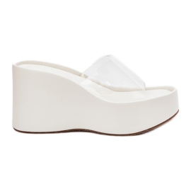 Zeppe da donna con cuneo con una cintura bianca trasparente bianco