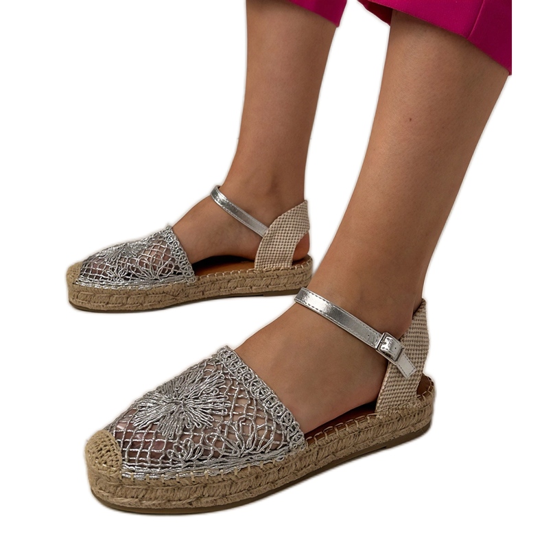 Sandali d'argento openwork espadrilles
