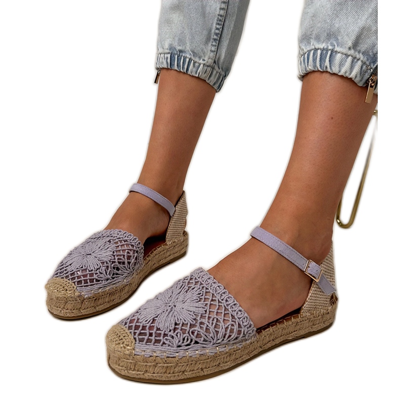 Openwork espadrilles sandali viola