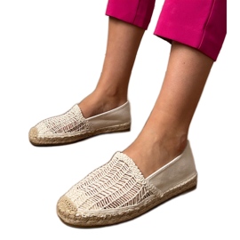 Beige Openwork Espadrilles sulla piattaforma